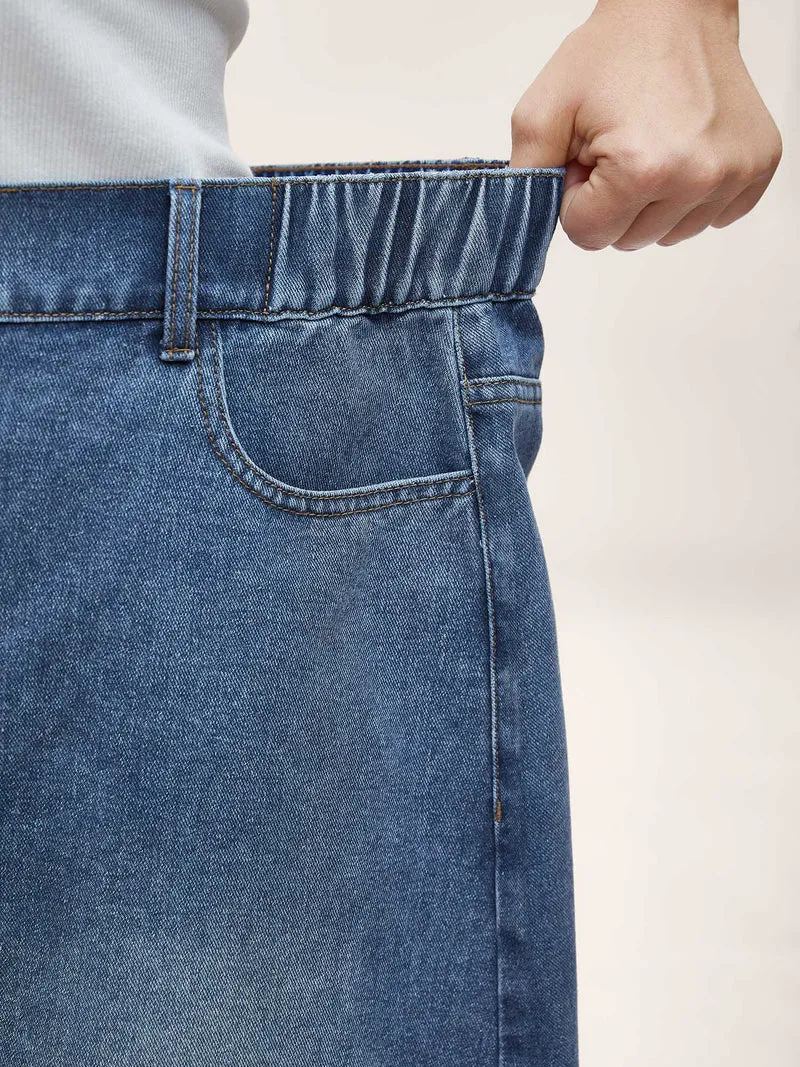 A-Line Classic Midi Denim Skirt