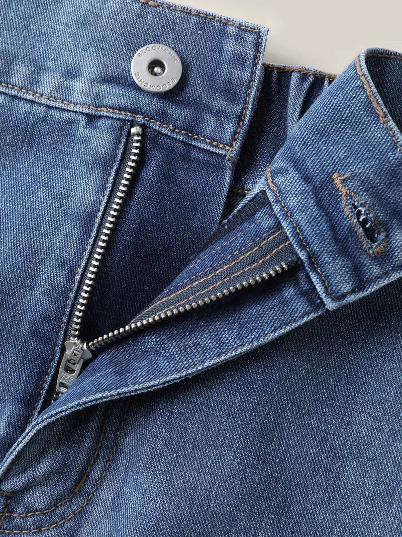 A-Line Classic Midi Denim Skirt