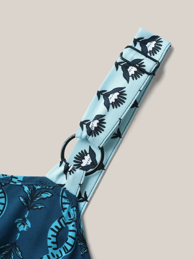 Rayon Geometric Print Pockets Maxi Dress