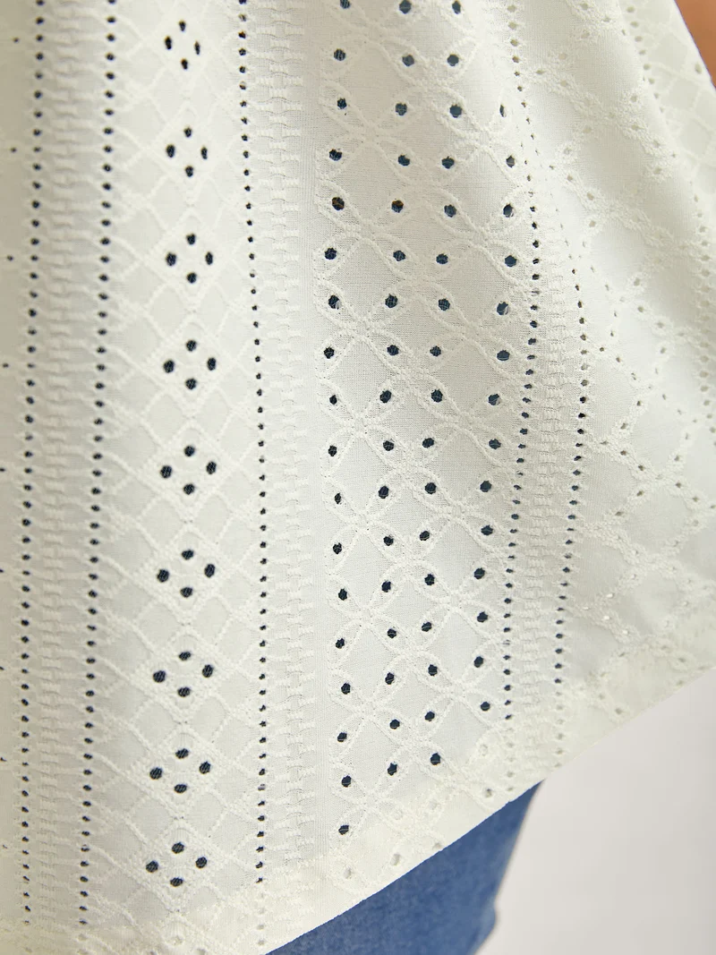 Eyelet Trim Ruched Tank Top