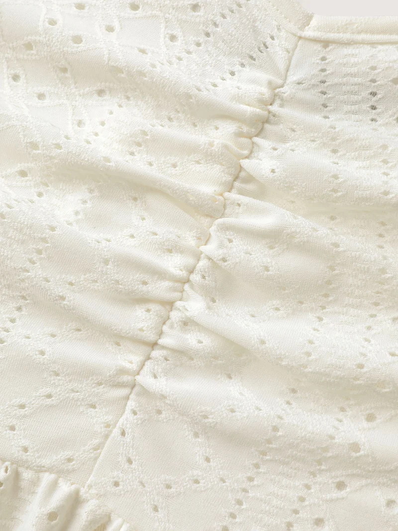 Eyelet Trim Ruched Tank Top