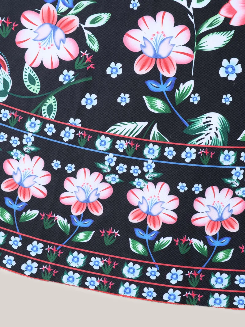Floral Print Surplice Neck Swim Dress