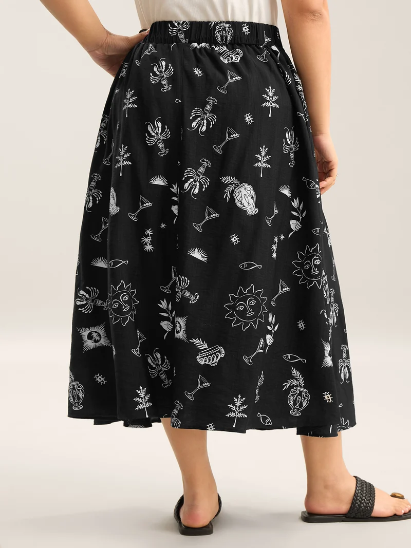 Sunny Dance Printed Slit Maxi Skirt