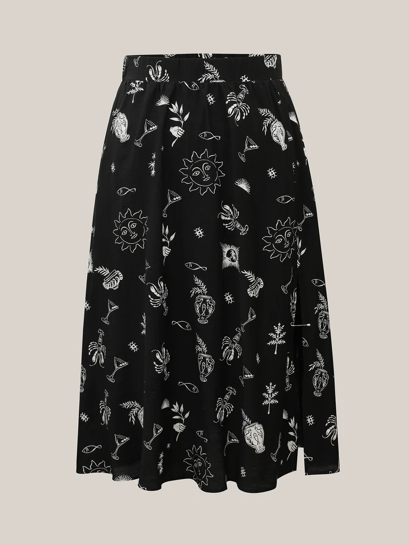 Sunny Dance Printed Slit Maxi Skirt