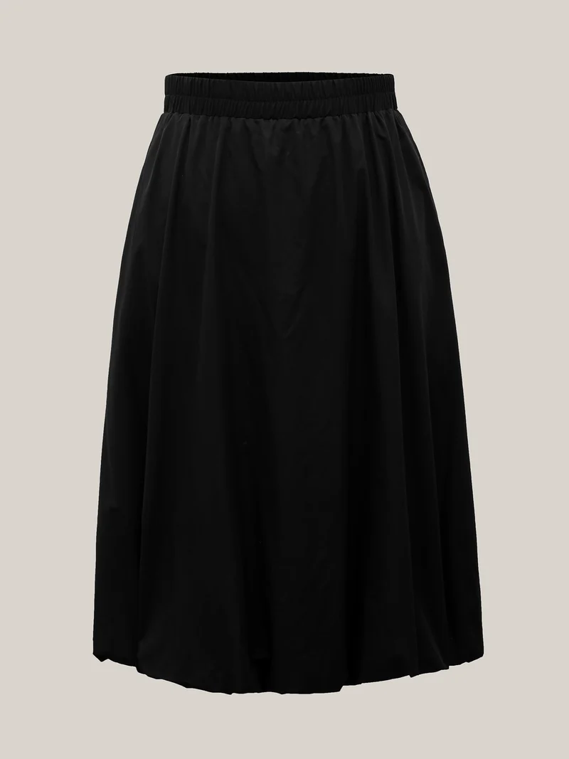 Bubble Hem Stretch Waist Midi Skirt