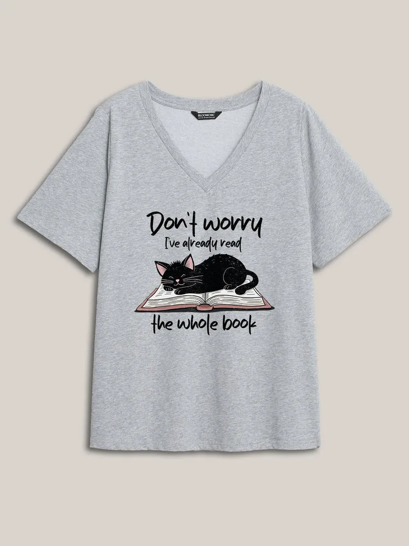 Nerdy Cat V-Neck T-Shirt