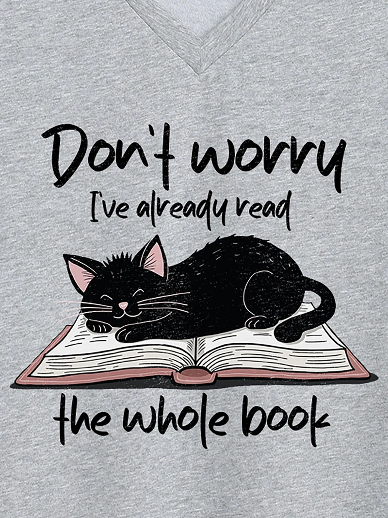 Nerdy Cat V-Neck T-Shirt