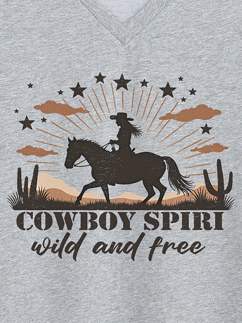 Wild & Free Pattern V-Neck T-Shirt