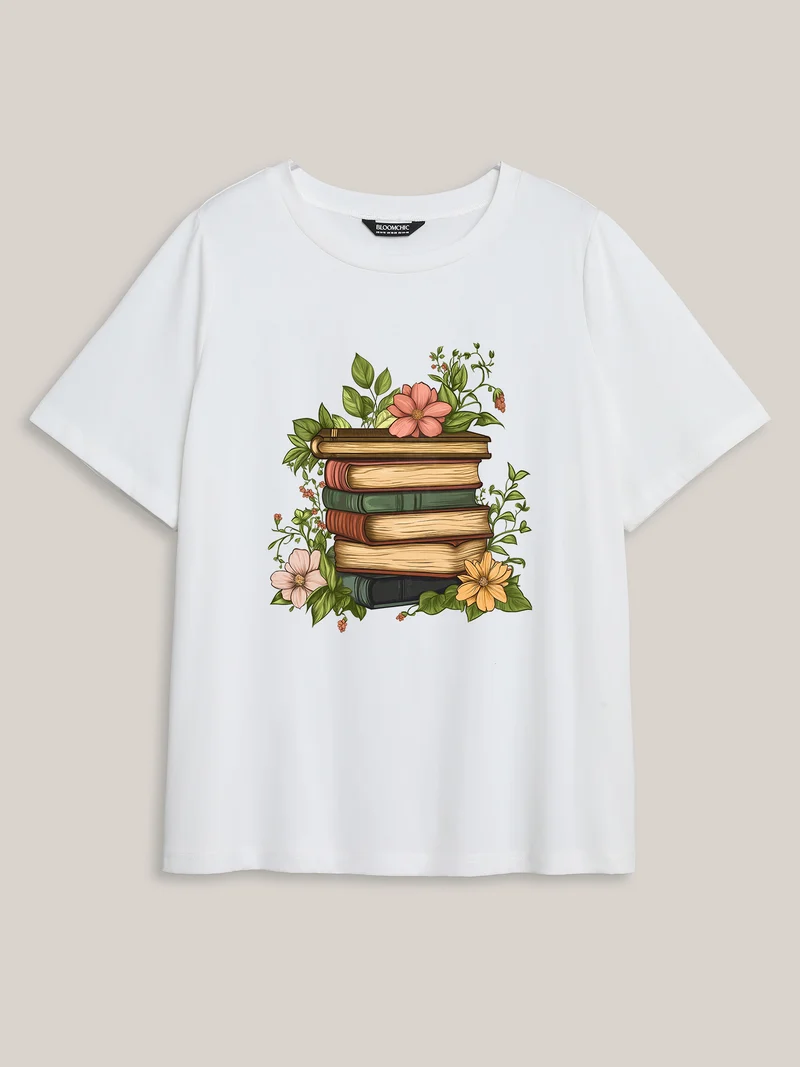 Bookish Affair Pattern V-Neck T-Shirt