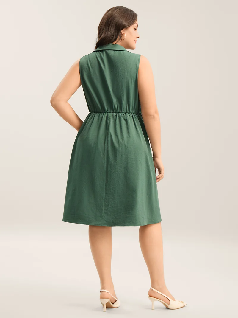 Ruched Cinched-Waist Shirt Dress