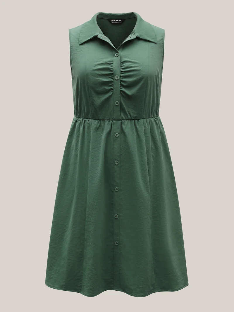 Ruched Cinched-Waist Shirt Dress