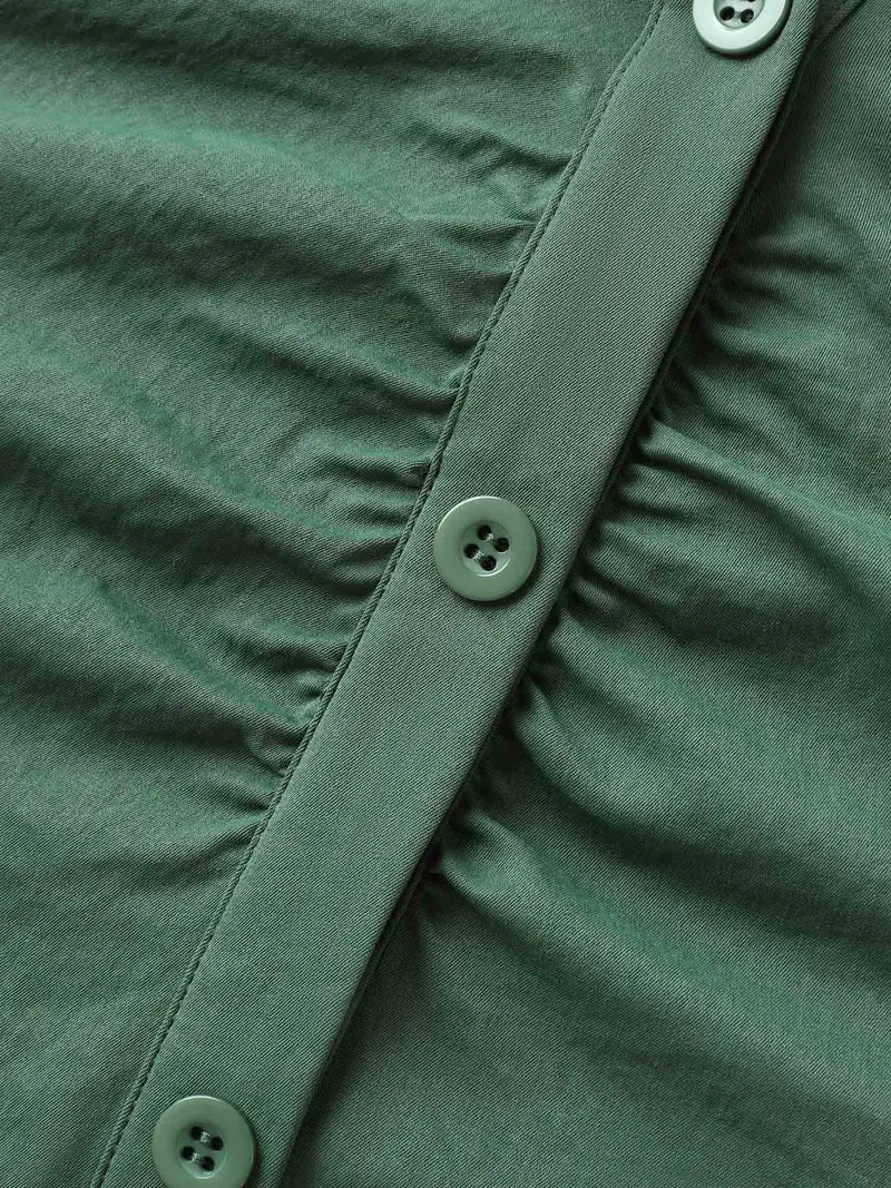 Ruched Cinched-Waist Shirt Dress