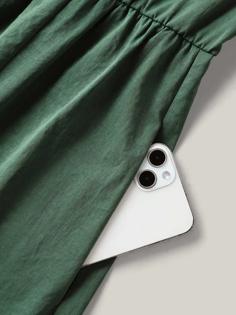 Ruched Cinched-Waist Shirt Dress