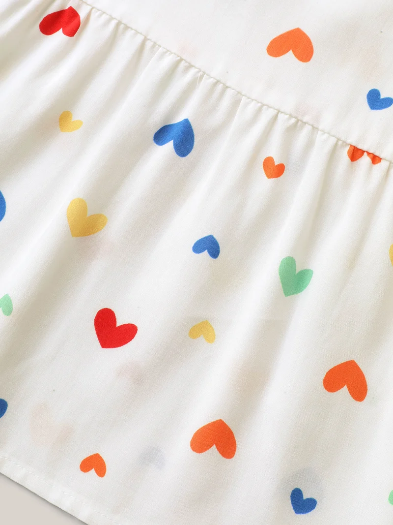 Colorful Hearts Print Pockets Midi Dress