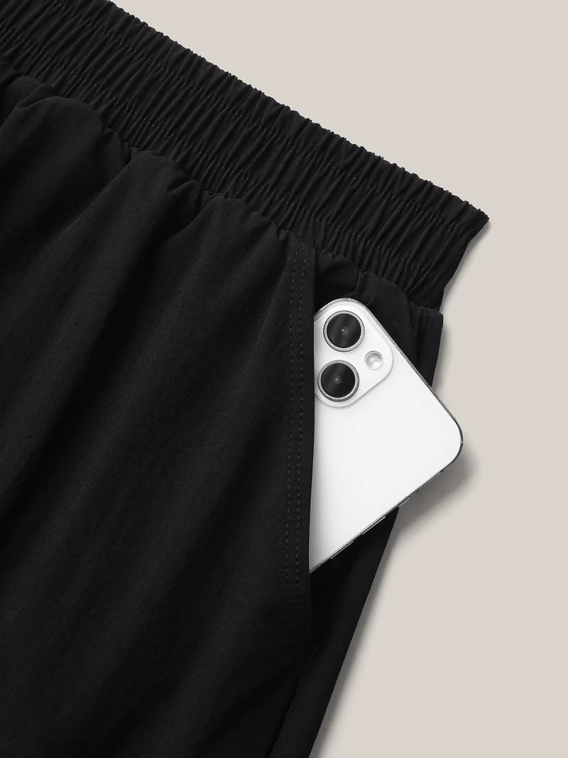 Stretchy Waist Pockets Wide-Leg Swim Bottoms