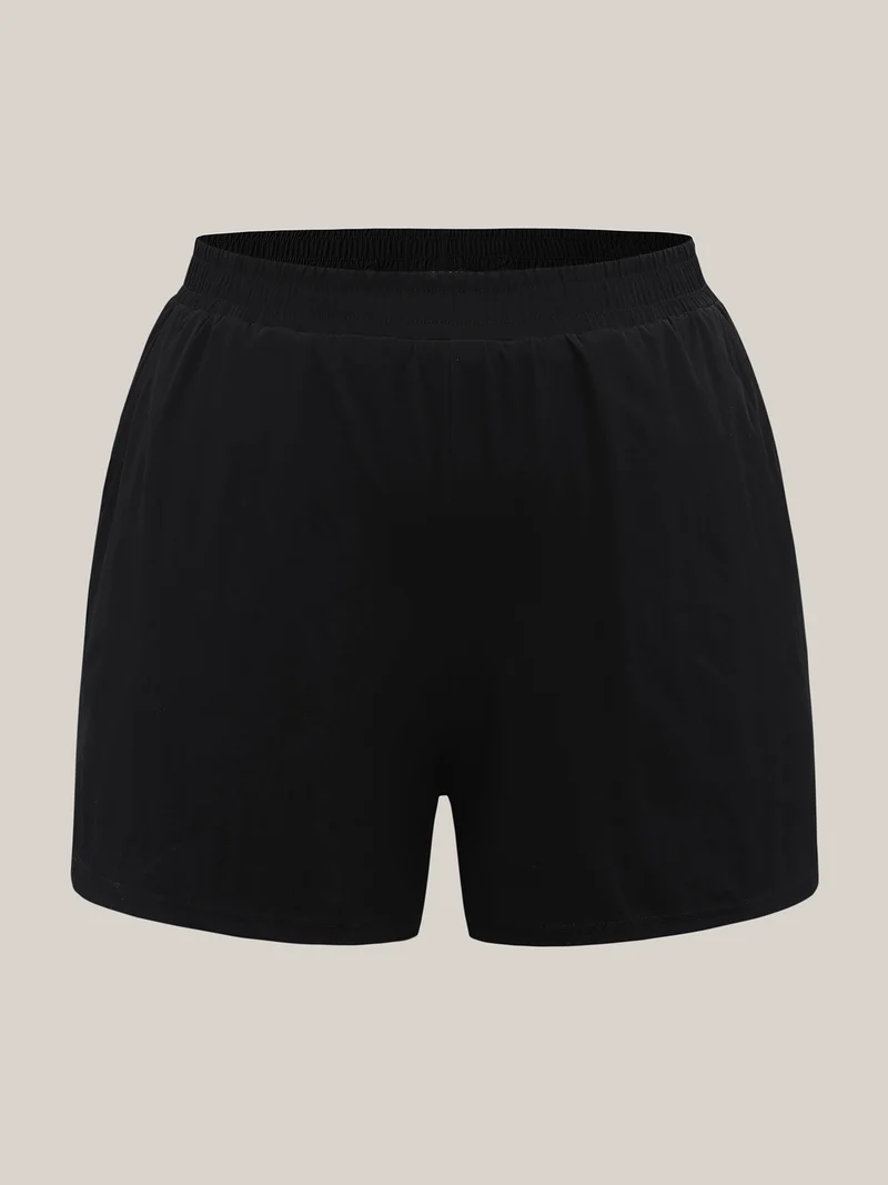 Stretchy Waist Pockets Wide-Leg Swim Bottoms