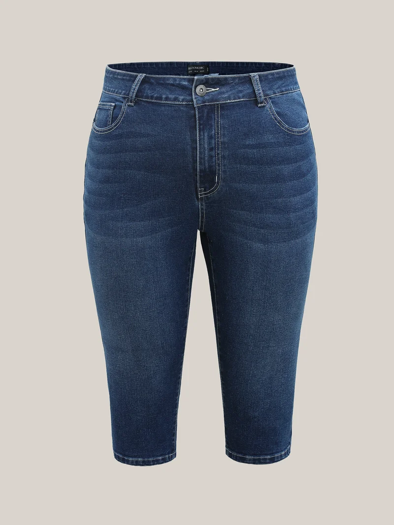 Stretchy 5 Pockets Skinny-Fit Crop Jeans