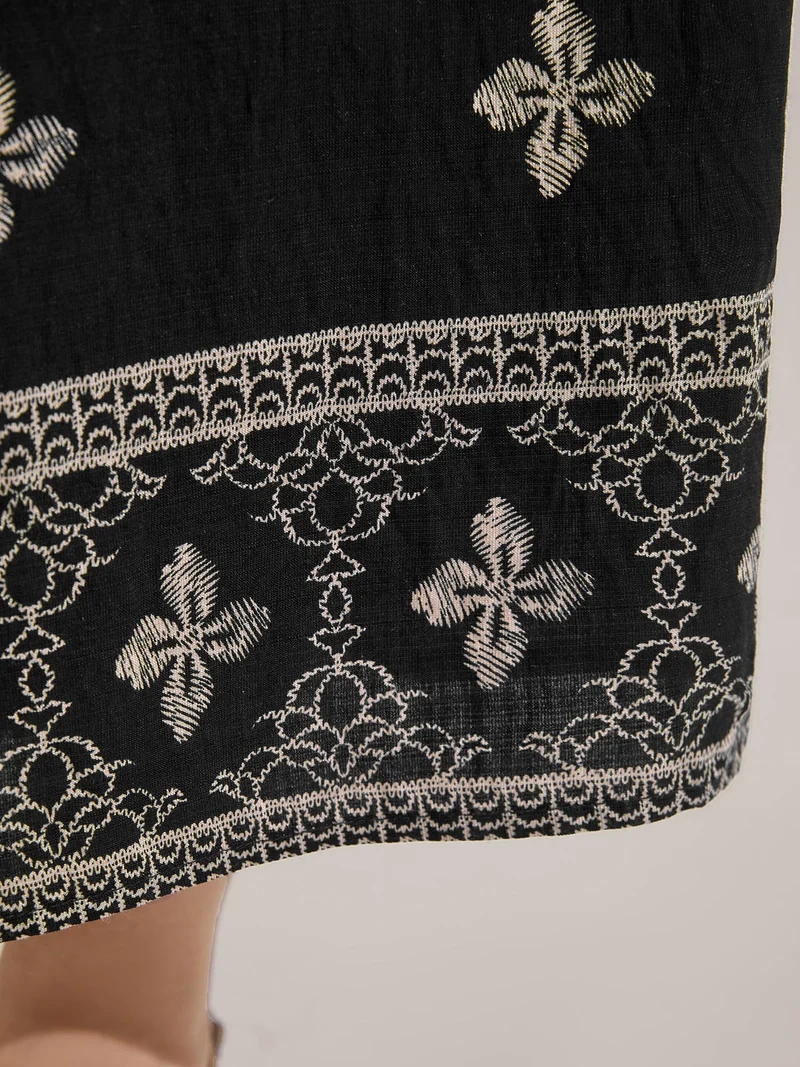Boho Print Color Contrast Wide-Leg Pants