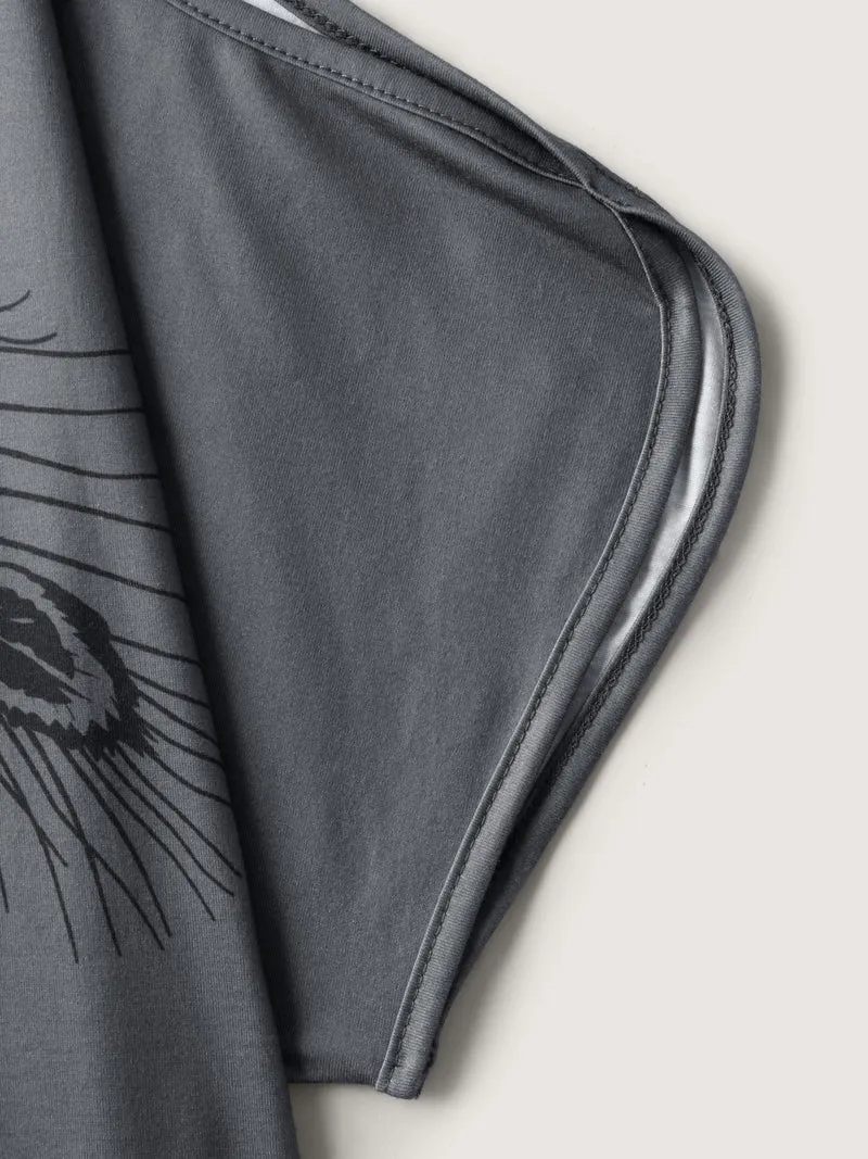 Stretchy Feather Print Cut-Out Sleeve T-Shirt