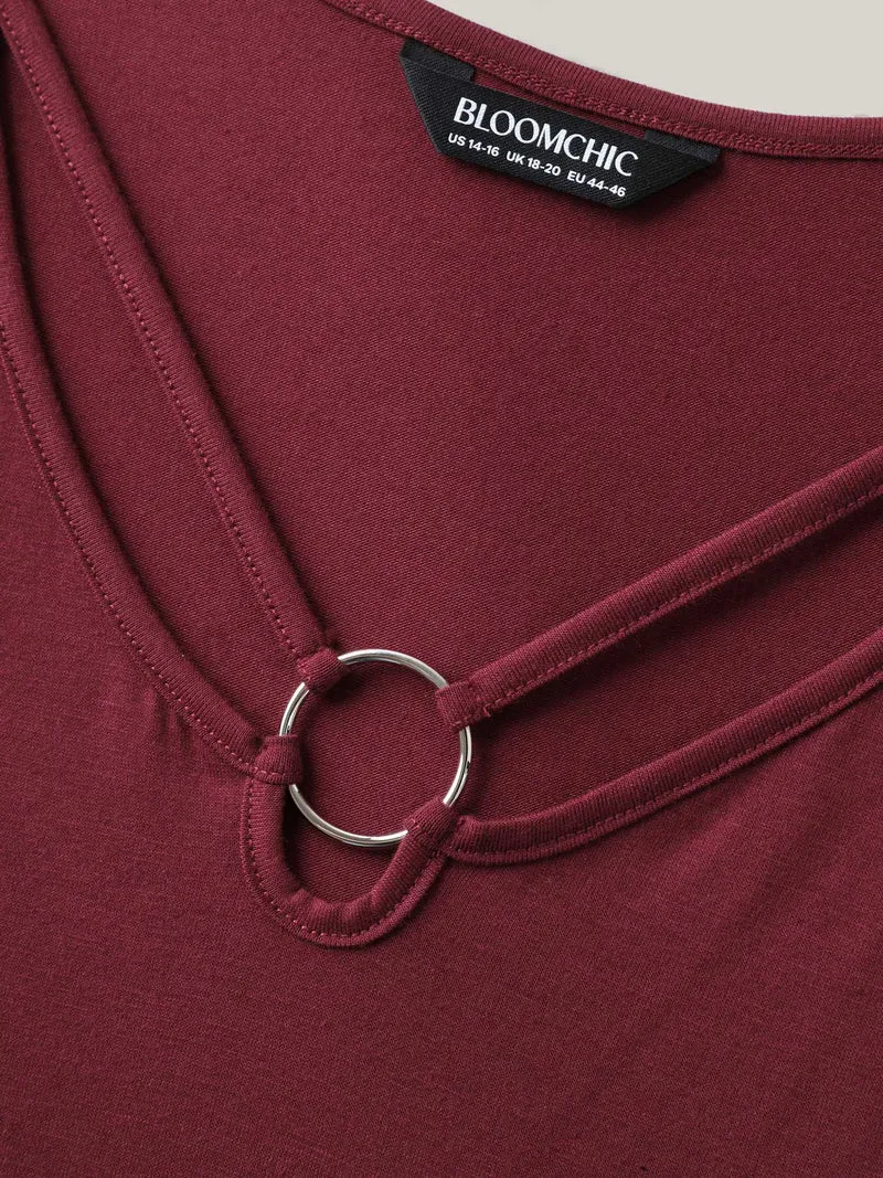 Metal Detail Cut-Out Neck Tank Top
