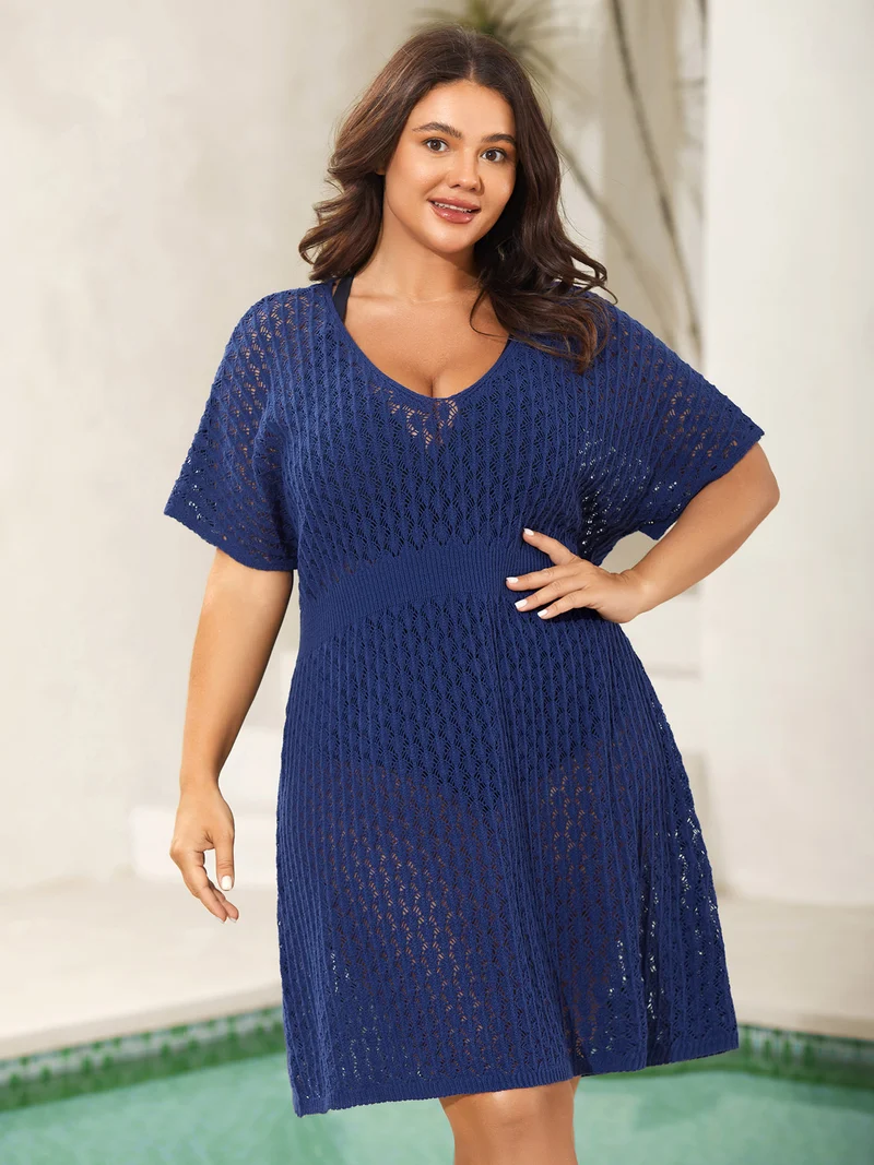 Crochet Waist-Defining Swim Cover-Up