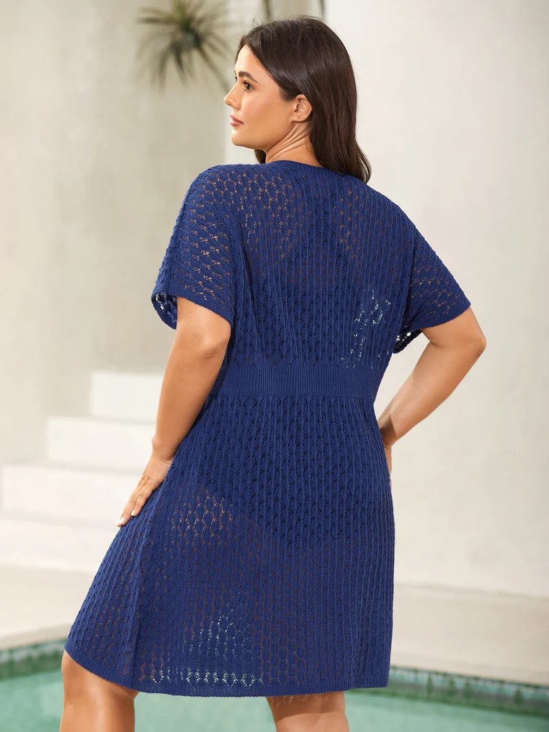 Crochet Waist-Defining Swim Cover-Up