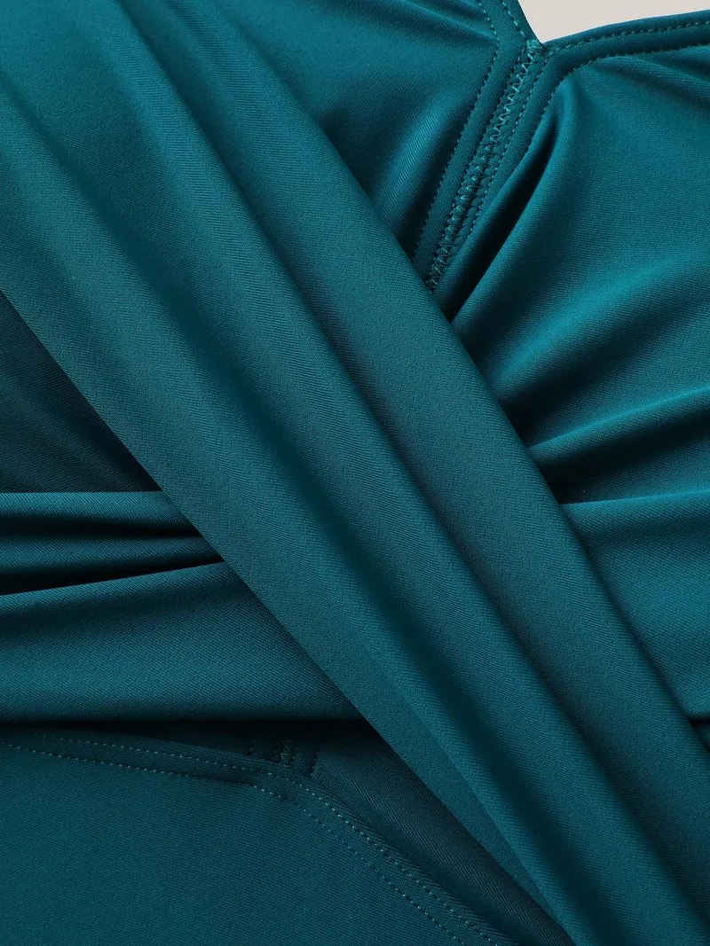 Anti-Float Tie Twist Solid Swim Dress