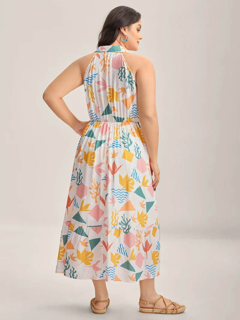 All About Sea Stretchy Waist Midi Dress