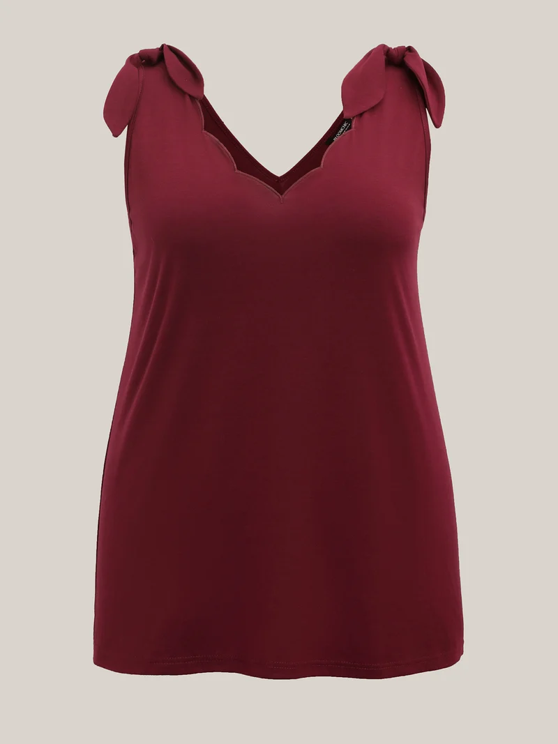 Supersoft Stretchy Scalloped Neck Tank Top