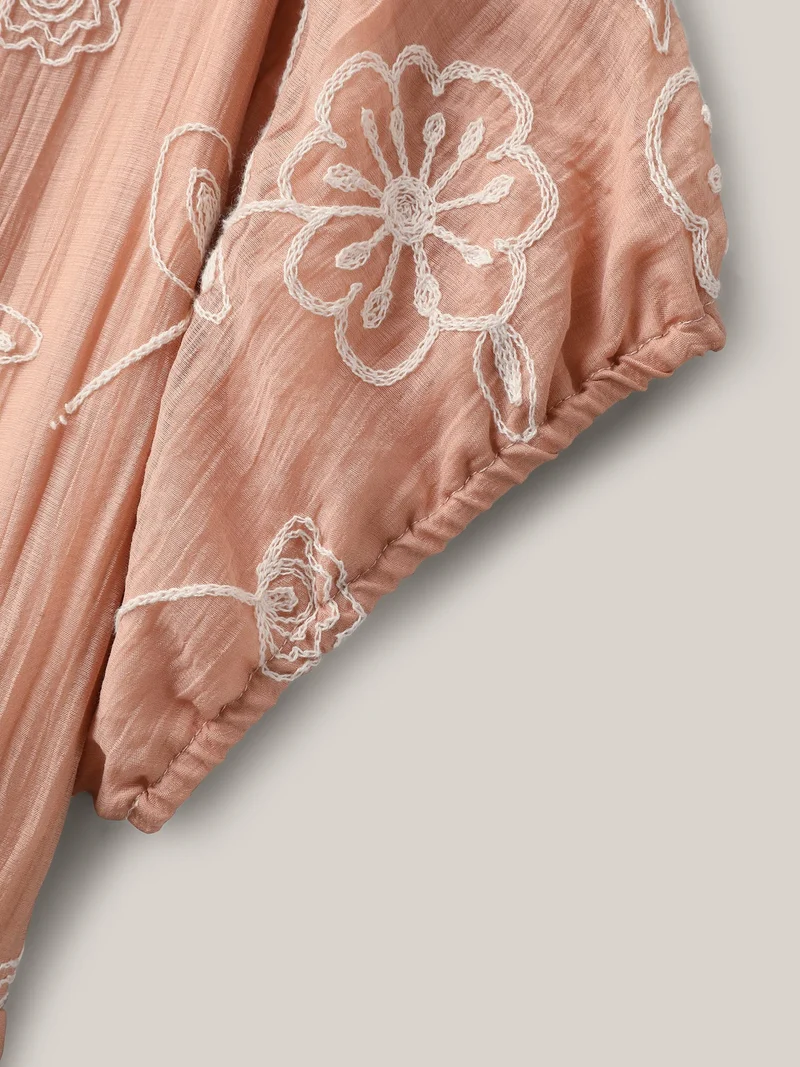 Rayon Textured Embroidered Stretchy Midi Dress