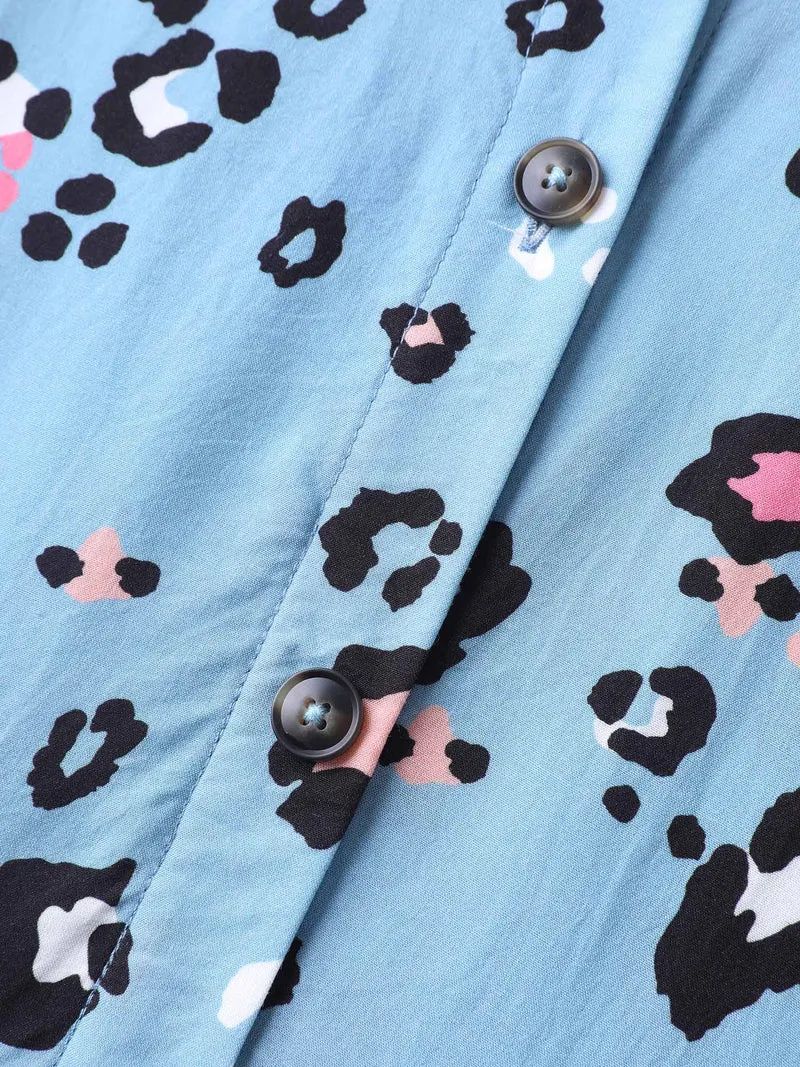 Floral Print Collar Belted Midi Dress