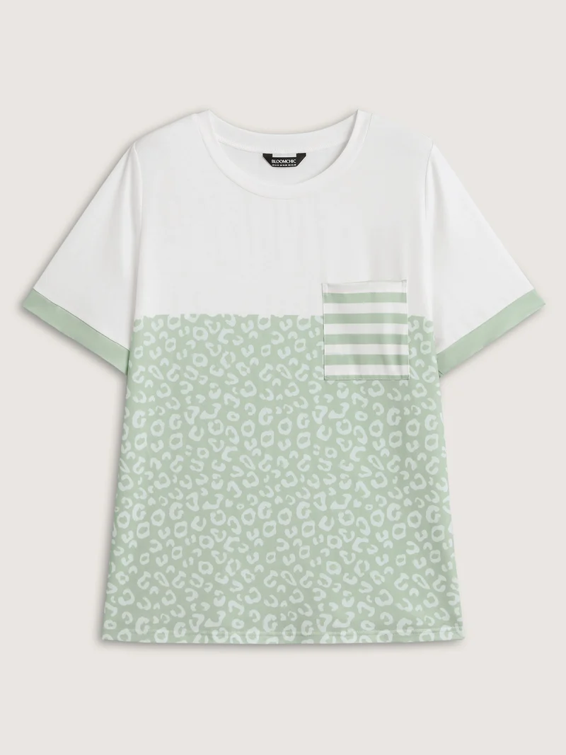 Leopard Print Color Contrast T-Shirt