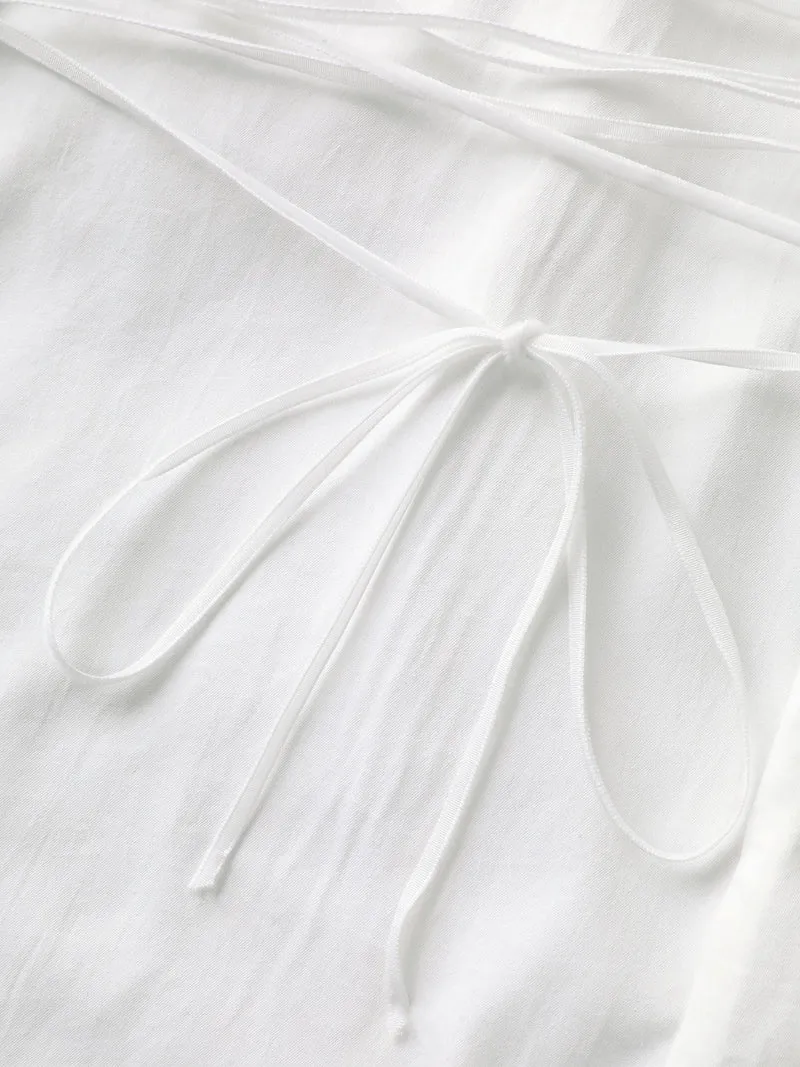 Adjustable Waist Button Placket Solid Blouse