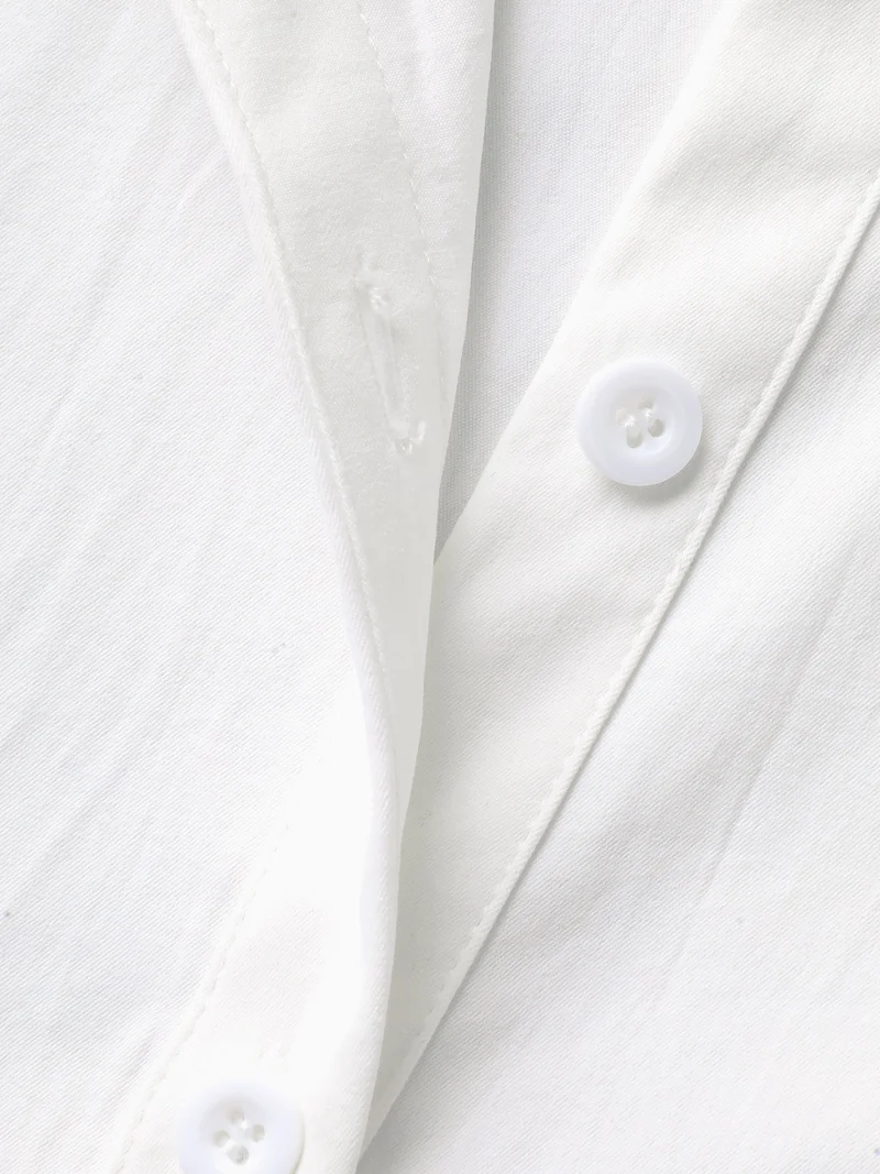 Adjustable Waist Button Placket Solid Blouse
