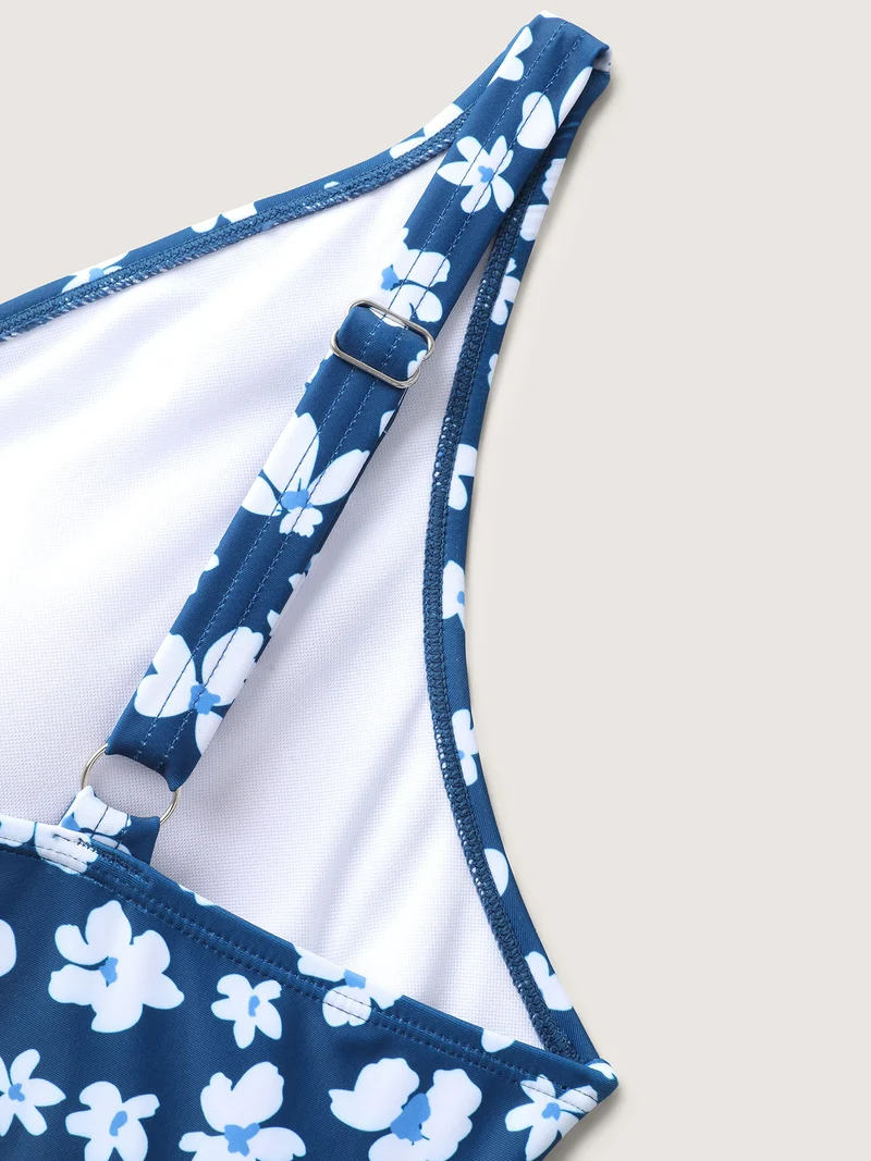 Floral Print Contrast Swim Dress