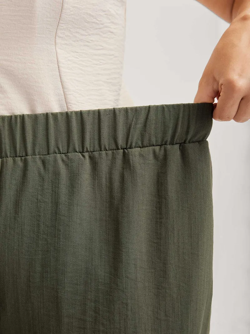 Stretchy Waist Straight-Leg Capri Pants