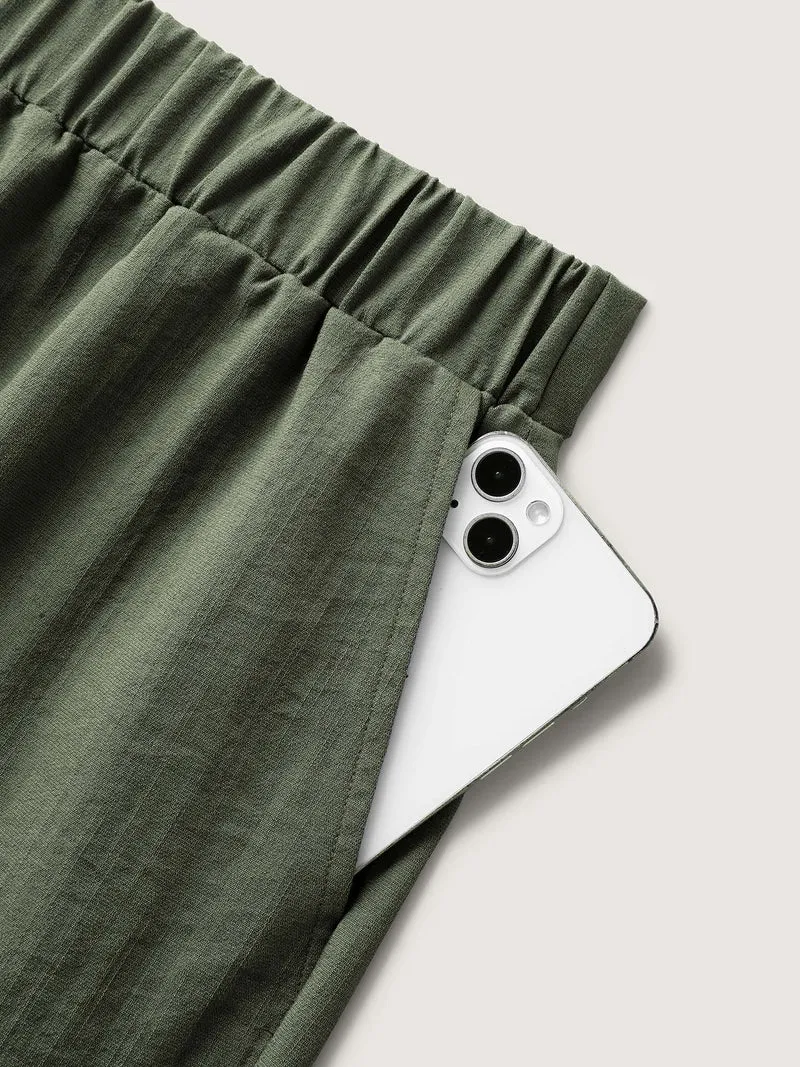 Stretchy Waist Straight-Leg Capri Pants