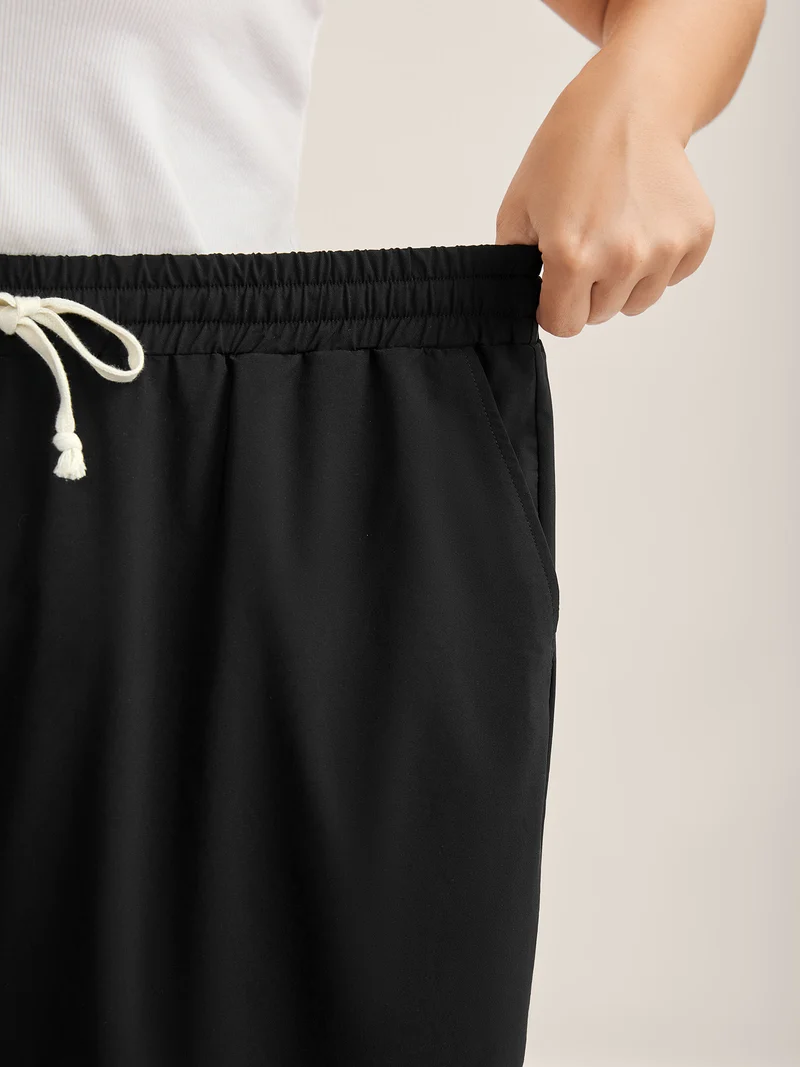 Quick-Dry Waist Drawstring Straight-Leg Pants