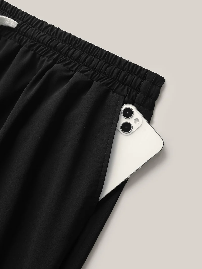 Quick-Dry Waist Drawstring Straight-Leg Pants