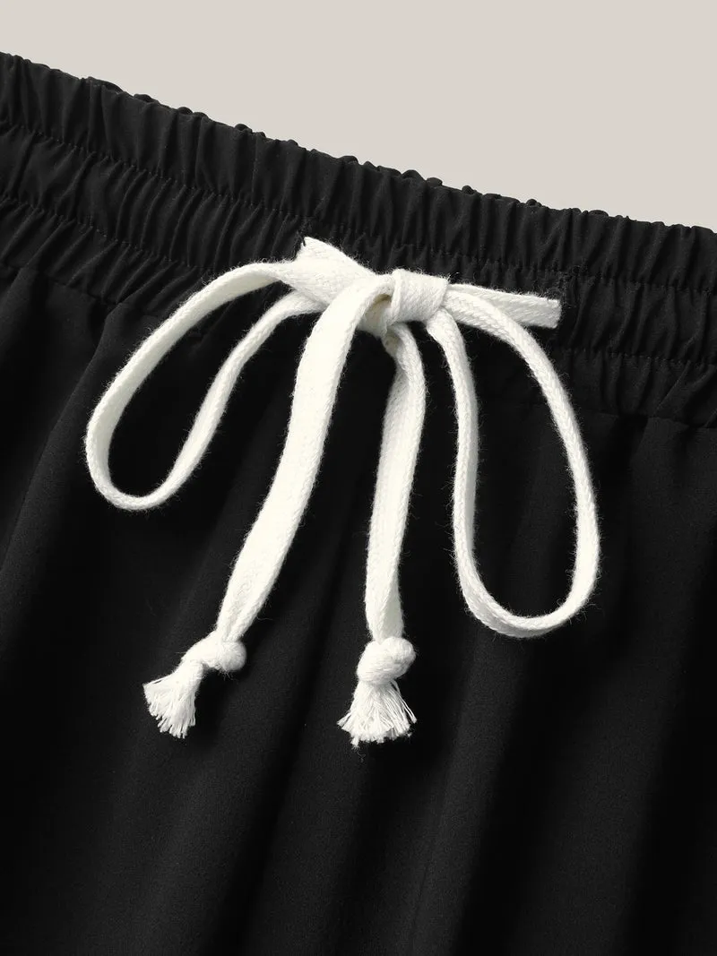 Quick-Dry Waist Drawstring Straight-Leg Pants