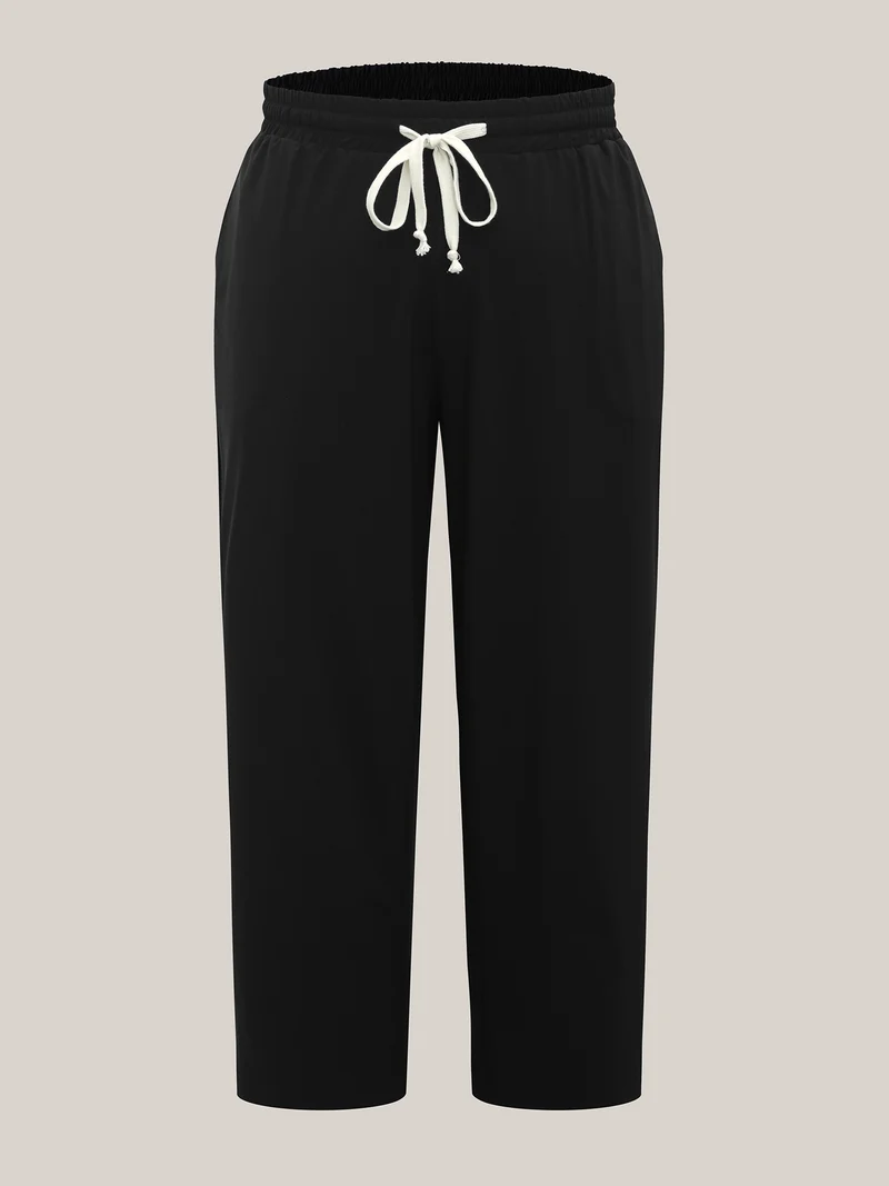 Quick-Dry Waist Drawstring Straight-Leg Pants
