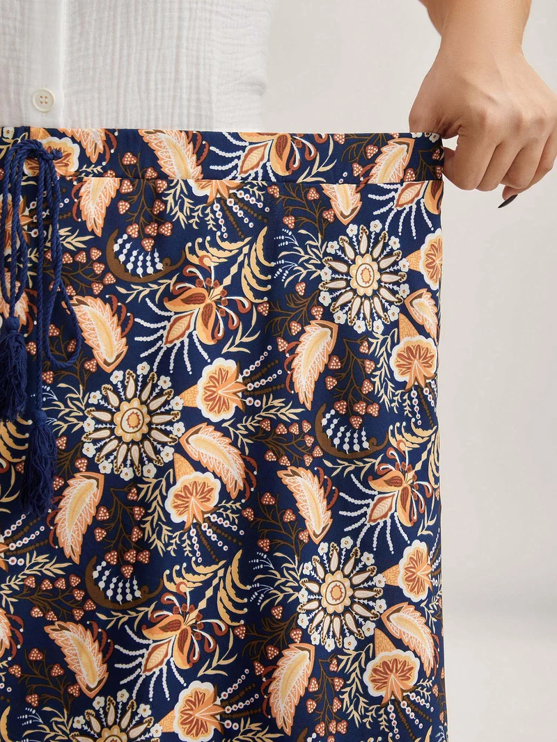 Boho Print Tiered A-Line Maxi Skirt