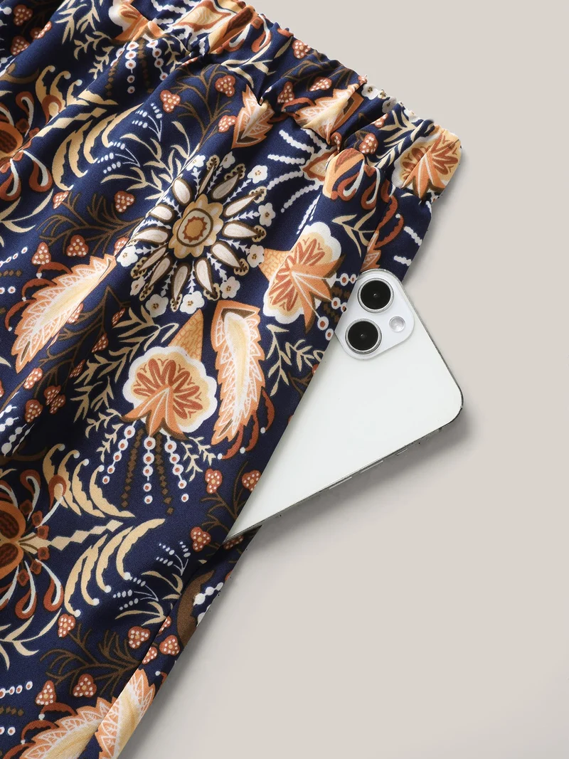 Boho Print Tiered A-Line Maxi Skirt