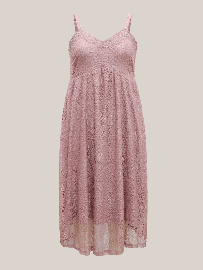 Lace Side Slit Cami Midi Dress
