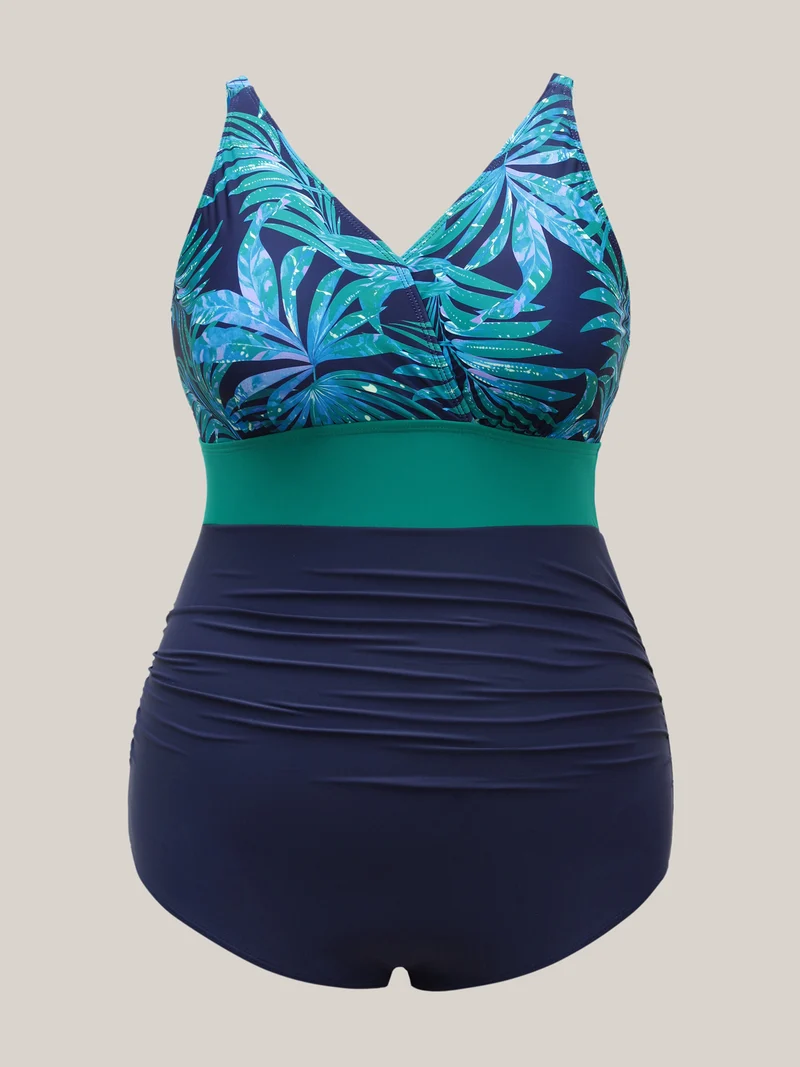 Tropical Color Block One-Piece Swimsuit