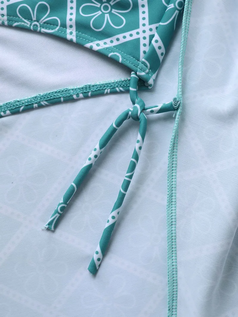 Anti-Float Tie Boho Print Swim Dress