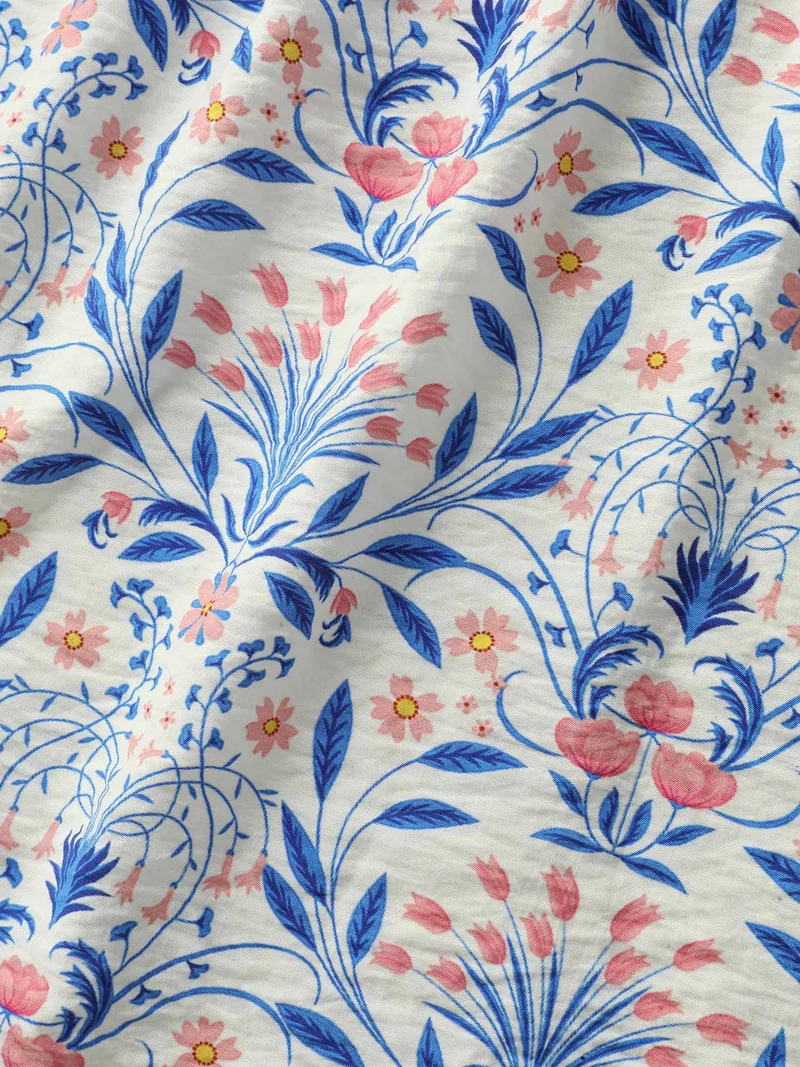 Floral Print Ruched Bodice Blouse