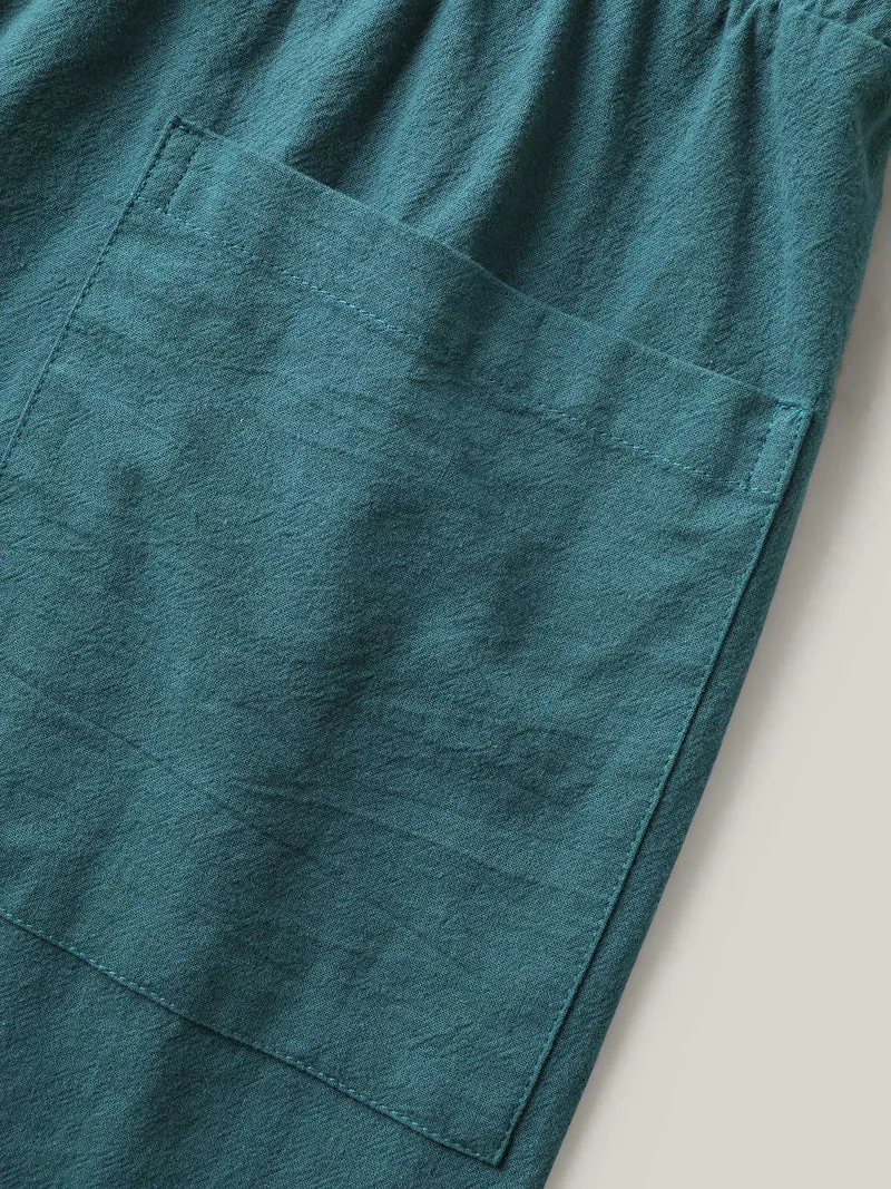 Cotton Button Placket Pockets Romper