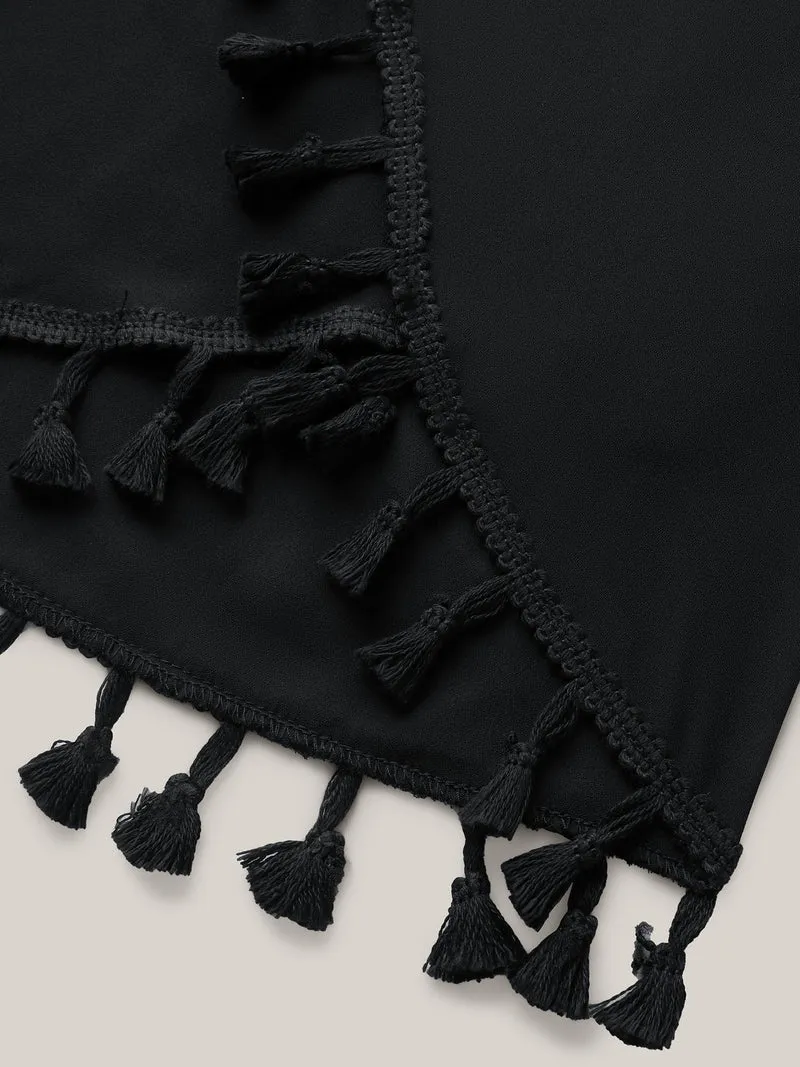 Overlap Hem Waist-Tie Sheer Kimono
