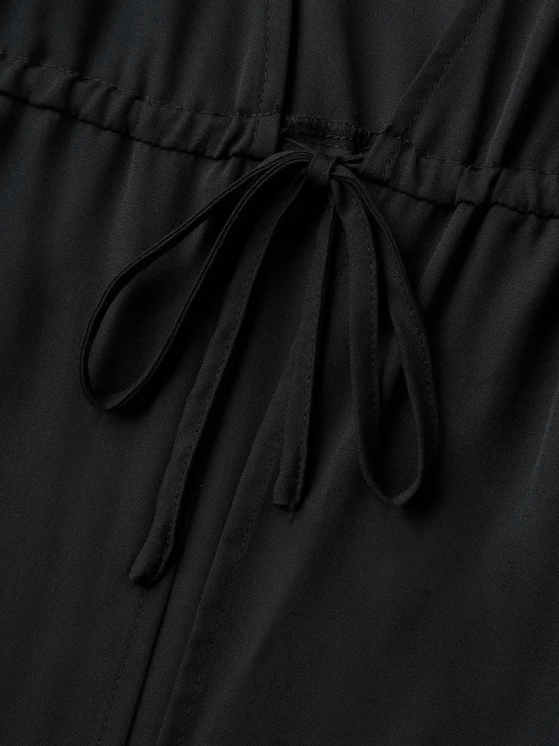 Overlap Hem Waist-Tie Sheer Kimono